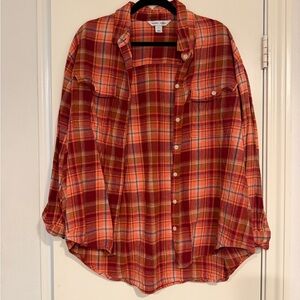 Old Navy Red and Orange Plaid Shirt